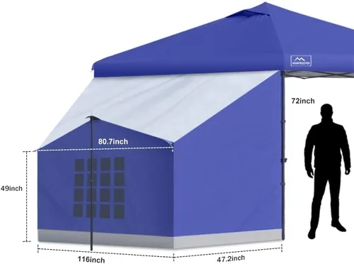 Miniatura 3 de KAMPKEEPER Side Tent,1/2 Person Camping Tent for 10' x 10' Pop Up Canopy, Easy Set Up Gazebo,Compatible with 10' Wide Canopy Tent 2-Azul marino
