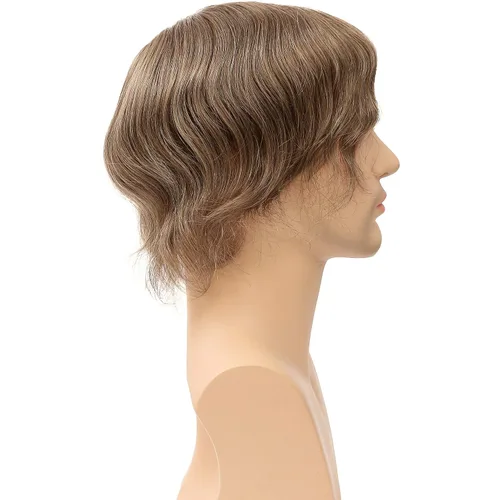 Miniatura 5 de Peluca de piel ultrafina de 0.003 in para hombres, 100% cabello humano virgen europeo, pelucas de repuesto de cabello humano real, 8x10 pulgadas