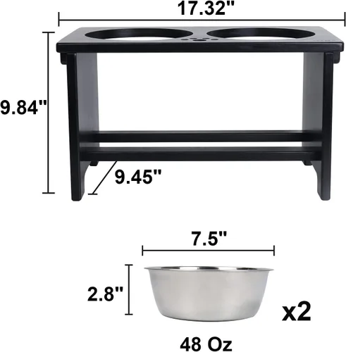 Miniatura 5 de HTB Cuencos elevados para perros, soporte elevado para perros con 2 cuencos de acero inoxidable, cuencos elevados para perros grandes, medianos