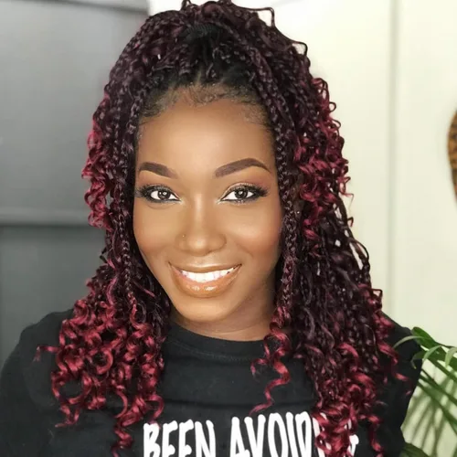 Miniatura 24 de Goddess Box Braids 1B3330 - Trenzas de ganchillo bohemias de 10 pulgadas para mujeres negras, paquete de 7 paquetes de trenzas bohemias preenlazadas