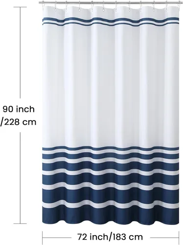 Miniatura 60 de Cortinas de Ducha Negras, Cortinas de Ducha de Poliéster Impermeable con Rayas Horizontales Degradadas en Blanco y Negro Modernas para Baño, 72x72