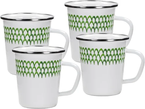 Miniatura 5 de Golden Rabbit Enamelware Latte Tazas de café o té, 16 onzas, Aspen Grove, juego de 4