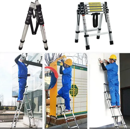 Miniatura 8 de Escalera telescópica plegable de aluminio 5+6 con pasamanos, pedal ancho de seguridad, carga máxima de 330 libras, plegable, fácil de almacenar