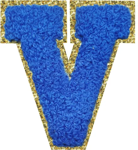 Miniatura 147 de SPRT - Parches de letras de chenilla universitaria con purpurina, parche de letras blancas para planchar con letras del alfabeto para disfraz