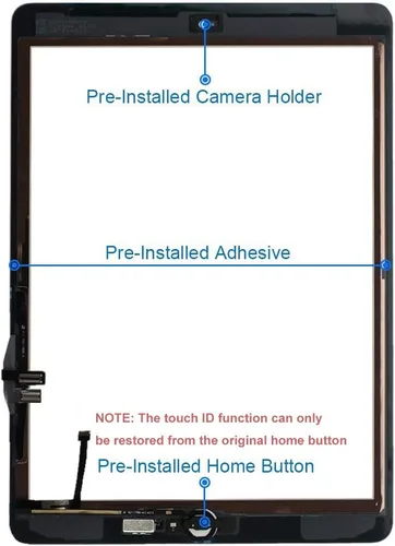 Miniatura 3 de Para iPad 6 (6ª generación 2018) A1893 A1954 Reemplazo de pantalla de cristal táctil digitalizador Kit de reparación con botón de inicio y Negro