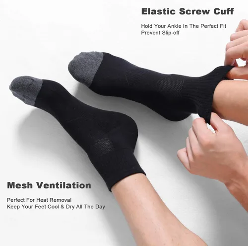Miniatura 4 de CS CELERSPORT Paquete de 6 calcetines de tobillo para hombre con cojín atlético para correr
