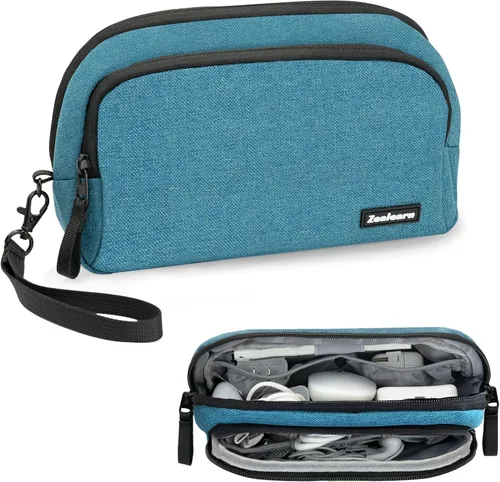 Estuche organizador portátil de electrónica de viaje, organizador técnico de doble capa, bolsa de almacenamiento de cargador todo en uno para cable