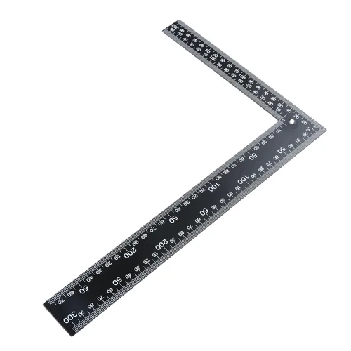 Miniatura 2 de Regla cuadrada de metal en L, regla métrica de ángulo recto de 90 grados y pulgadas, regla de doble cara de 8 x 12 pulgadas, herramienta de medición