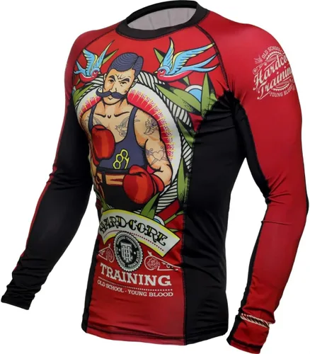 Miniatura 4 de Hardcore Training Camiseta de compresión para hombre, manga larga, Jiu Jitsu, MMA No-Gi, BJJ apretada, capa base de combate