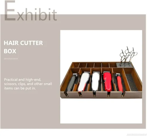 Miniatura 6 de Beaupretty Tijeras eléctricas, caja de almacenamiento de herramientas para el cabello, organizador de peluquería con gran capacidad, 17.91 x 11.02 x