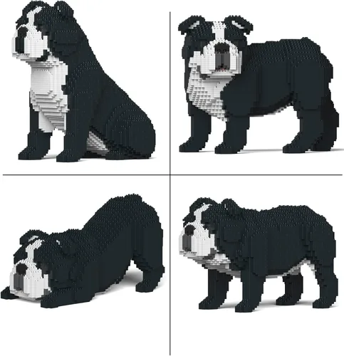 JEKCA Bulldog inglés 4 en 1 paquete 01S-M04 | Bloques de construcción de plástico para perros | Edad 14 +