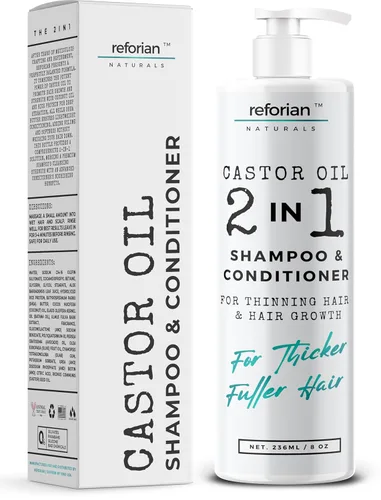Champú y acondicionador de aceite de ricino para el crecimiento y la fuerza del cabello, juego de champú y acondicionador 2 en 1 para hombres y