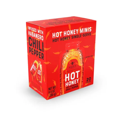 Miniatura 10 de Nate's Hot Honey - Miel 100% pura infundida con hojuelas de chile habanero, sabor galardonado, relleno de calcetines navideños, botella exprimible