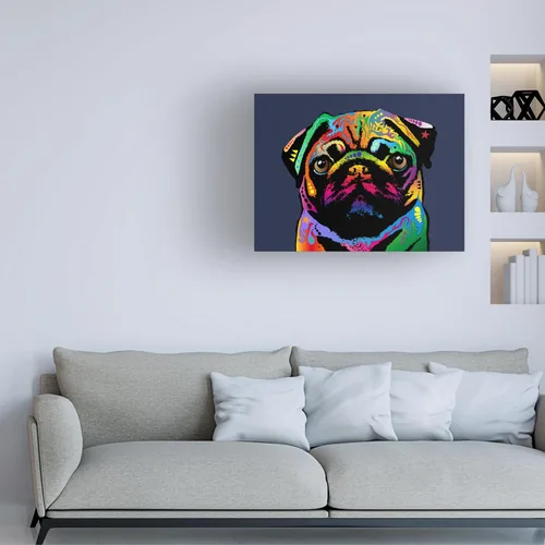 Miniatura 3 de Lienzo decorativo para pared, diseño de perro Pug de Michael Tompsett, arte de pared para sala de estar, dormitorio u oficina, 14 x 19 pulgadas