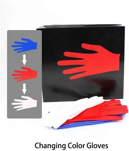 Miniatura 2 de Generic Guantes de trucos de magia, guantes de cambio de color, truco de bolsillo para magos, fácil de aprender, portátil