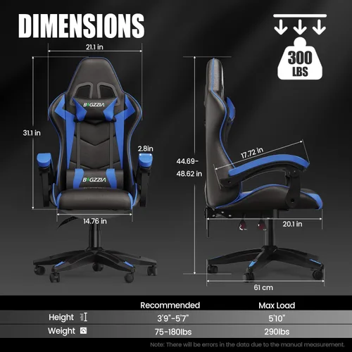 Miniatura 2 de Silla de juegos Bigzzia, silla de juego de computadora con soporte lumbar, sillas de videojuegos cómodas para adultos y niños, silla de jugador