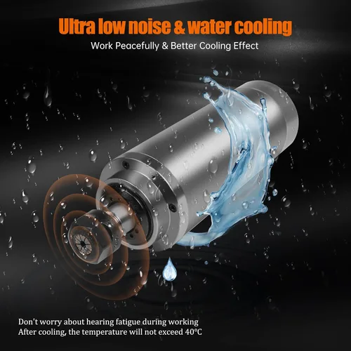 Miniatura 3 de RATTMMOTOR Motor de husillo CNC refrigerado por agua 2.2KW 220V Motor de husillo ER20 Collet 3.150 in Diámetro 8A 400HZ 24000RPM para fresadora CNC