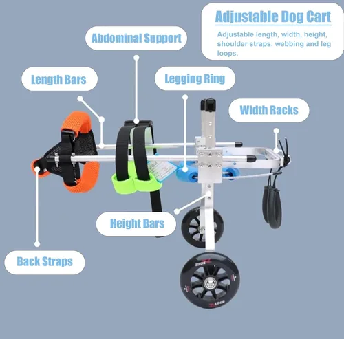 Miniatura 4 de Dog Wheelchair 2 Wheels Adjustable Doggy Walk Assistant for Back Legs, Dog Rehabilitation Cart for Hind Limb Injured，Mobility Weakness Cat/Dog Leg