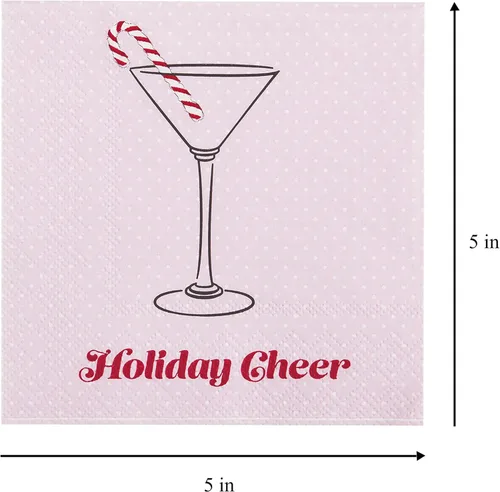 Miniatura 6 de C.R. Gibson TW4-23698 - Servilletas de papel desechables para fiestas de Navidad, color rosa y rojo, 5 x 5 pulgadas, 20