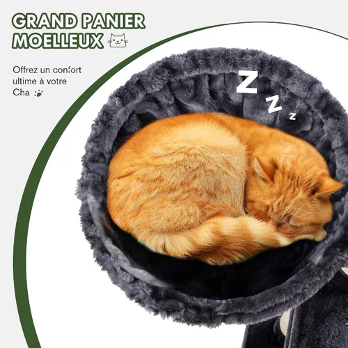 Miniatura 3 de MUTICOR Árbol para gatos de 66 pulgadas de varios niveles, grande, para interiores, con felinos grandes/perchas de felpa Gris oscuro