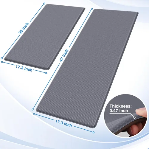 Miniatura 2 de StepRite Tapetes de cocina, 2 tapetes acolchados, antifatiga, para piso, de escritorio, antideslizante, impermeables, oficina, alfombras de 17.3 x