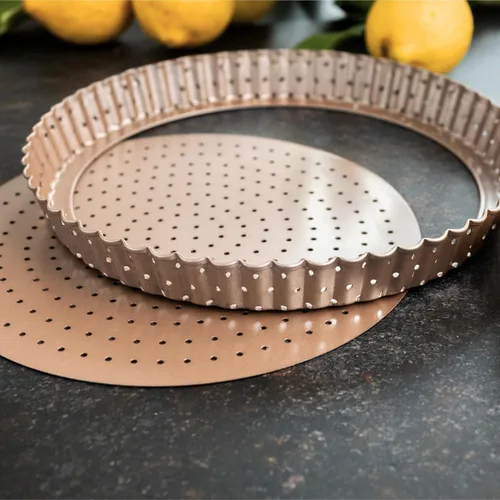 Miniatura 7 de HAPPIELS - Sartén antiadherente de 9 pulgadas para tartas con fondo extraíble Lata de tarta y quiche estriada libre de PFOA y BPA, no tóxica