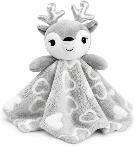 June Garden Cozy Dream Manta de Seguridad de Vellón para Bebé - Mantas para Cuna de Guardería - 15 x 15 pulgadas Lovey - Peluche de Ciervo Relleno -