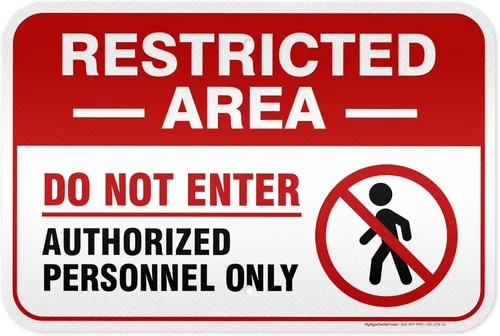 Miniatura 15 de Cartel de área restringida "Restricted Area Do Not Enter Authorized Personnel Only" [Texto en inglés], de aluminio, anti-óxido, de 10x14 pulgadas