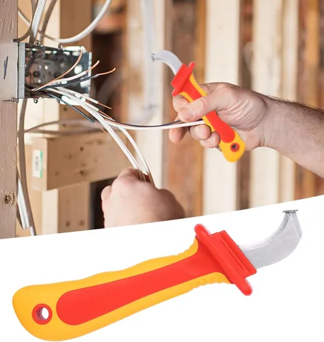 Miniatura 7 de Herramienta de desmontaje de cuchillo de cable, cuchillo de electricista aislante, cortador de cables de aislamiento, cuchillo de desmontaje