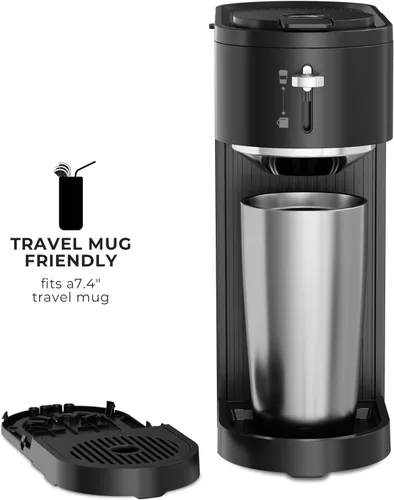 Miniatura 6 de Kismile K-mini - Cafetera de una sola porción para K Cup y café molido, cafetera de doble preparación, tamaño de taza ajustable de 6 a 14 onzas
