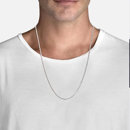 Miniatura 3 de LeCalla Links Solid 925 Sterling Silver Italian 2 MM, 3 MM Diamond-Cut Braided Rope Chain Necklace for Men Women with Spring Ring Clasp, Made in