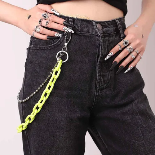 Miniatura 4 de Pantalones de mezclilla de hip hop, cadena, estilo gótico, punk, gótico, para hombres, cadena de eslabones para mujer, cartera gruesa y gruesa