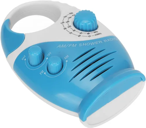 Radio portátil AM FM, radio tipo gancho, altavoz integrado, radio de ducha de diseño, AM 530 1710 KHZ, FM 88 108 MHz, para ducha al aire libre en el