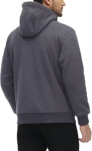 Miniatura 3 de MAGCOMSEN Chaqueta Sherpa con capucha de forro polar para hombre, con cremallera completa, cálida, mullida, resistente al viento, abrigos
