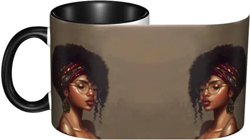 Miniatura 4 de Taza de café, taza de té para mujeres y niñas, taza de diseño único, perfecta para regalos, mujeres afroamericanas afro