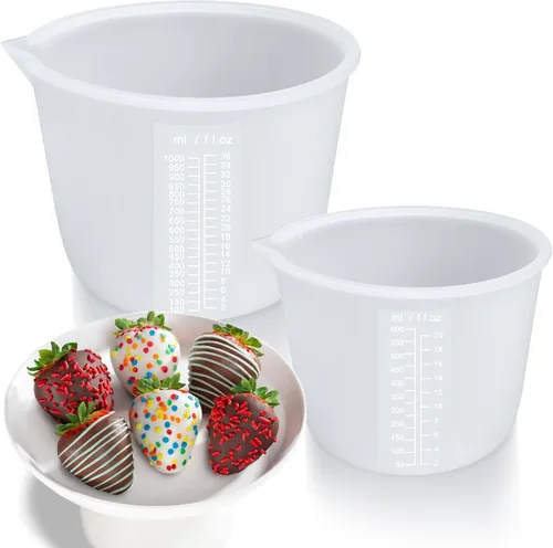 Miniatura 11 de Palksky Juego de tazas de silicona para derretir chocolate con 4 tazas medidoras de silicona (8.5 fl oz y 11.8 fl oz) y 4 espátulas resistentes al