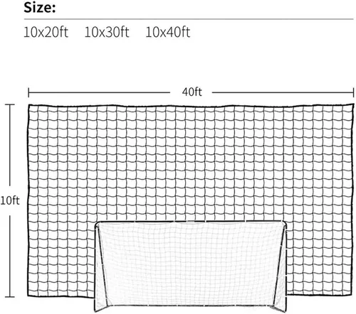 Miniatura 6 de Aoneky Red de protección trasera de fútbol de 10 x 10 pies, malla deportiva de poliéster resistente de 0.118 pulgadas con malla de 4 x 4 pulgadas