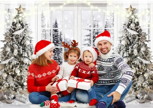 Miniatura 4 de Telón de Fondo Blanco de Navidad para Fotografía, Telón de Fondo de Navidad, Telón de Fondo de Invierno, Cartel de Navidad para Fotos 10X8FT F107
