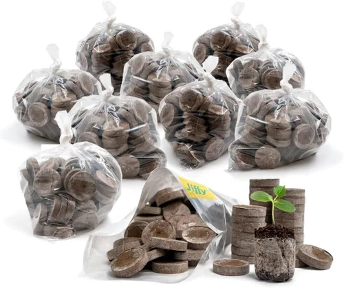 Miniatura 11 de 100 unidades - Jiffy 36 mm de pellets de turba y tierra para semillas, tapones para inicio de semillas: iniciador de semillas para interiores