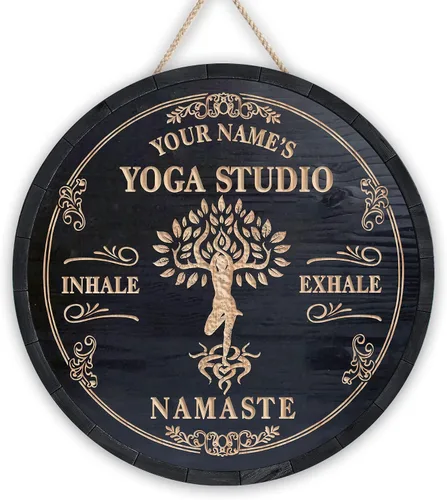 Miniatura 11 de Artsy Woodsy Placa de pared de madera personalizada para estudio de yoga, Zen Den, sala de meditación, espacio de atención plena, letrero Namaste, 01