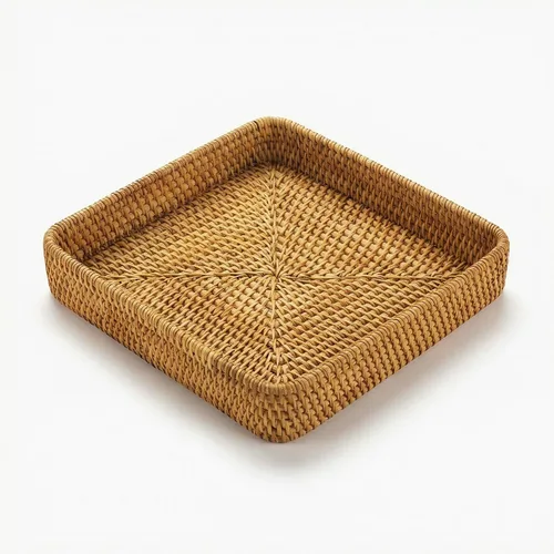 Miniatura 10 de Juego de 3 bandejas de ratán, bandeja rectangular tejida, bandeja decorativa de mimbre, organizador de tocador de mesa de café, encimera de cocina