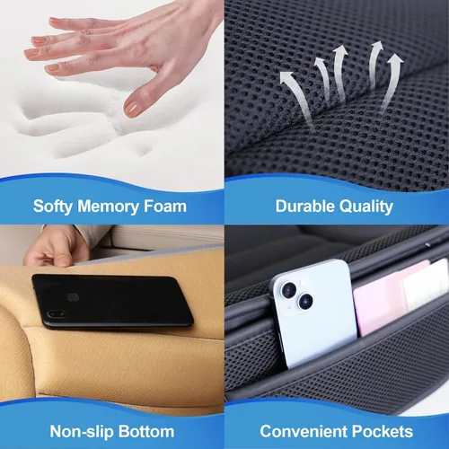 Miniatura 4 de Lofty Aim Cojín Premium para Asiento de Automóvil, Cojín para Conductor con Espuma Viscoelástica de Confort y Base de Goma Antideslizante