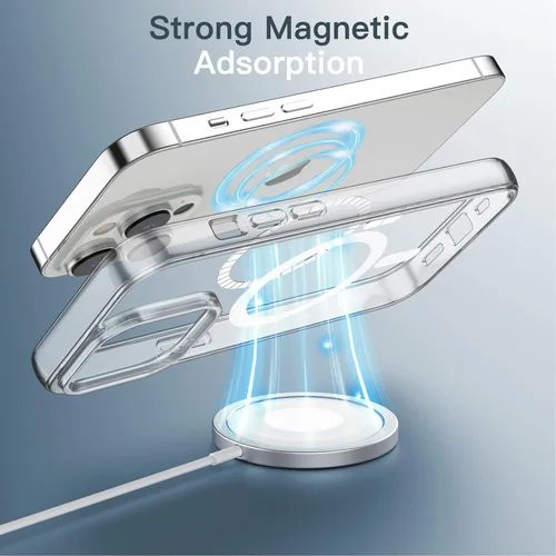 Miniatura 3 de JETech Funda magnética para iPhone 14 Pro de 6.1 pulgadas, compatible con carga inalámbrica MagSafe, a prueba de golpes, parte trasera transparente