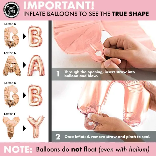 Miniatura 3 de Sweet Baby Co. Juego de decoración para Baby Shower, cartel con texto en inglés "It's a Girl", globos de letras (baby girl), pompones de flores