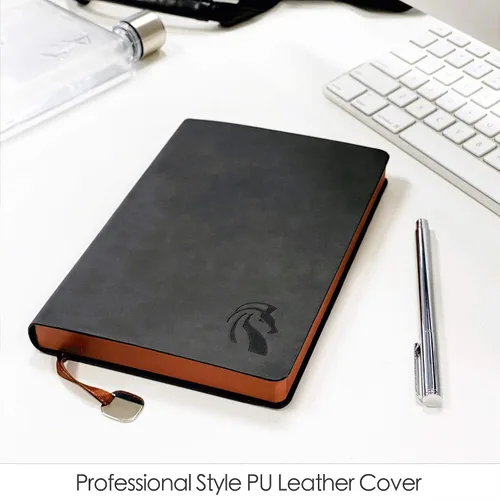 Miniatura 2 de LeStallion Bonito cuaderno negro a rayas, diario de piel sintética de tapa suave, papel de escritura de alta calidad de 120 GSM, 200 páginas