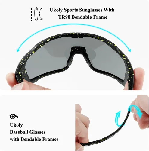 Miniatura 7 de Ukoly Gafas de sol para ciclismo, correr, béisbol, pesca y golf para hombres y mujeres, gafas de sol deportivas con lente HD UV400 de 620