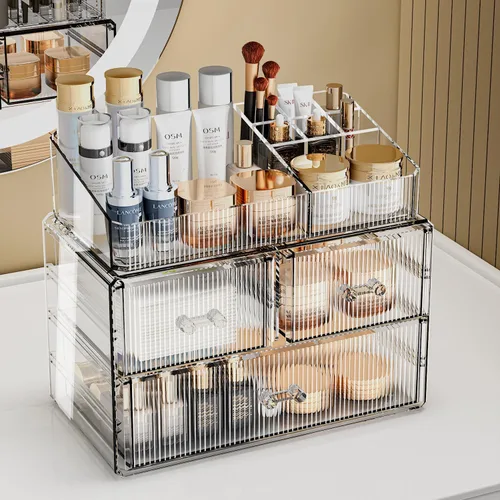 Miniatura 2 de ZHIAI Organizador Cosmético Apilable, Organizador Cosmético de Acrílico para Cómoda, Tocador, Gabinete de Cocina, Baño, Debajo del Fregadero