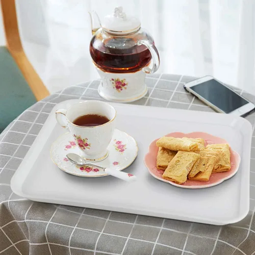 Miniatura 7 de Kekow Paquete de 4 bandejas de plástico blanco para servir comida rápida