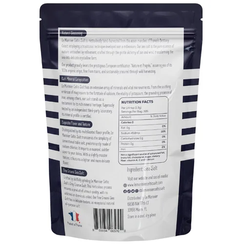 Miniatura 2 de Le Marinier Sal marina celta orgánica molida fina, 1.1lb - 18oz. Rica en minerales. 100% natural y sin refinar. Sal marina francesa orgánica