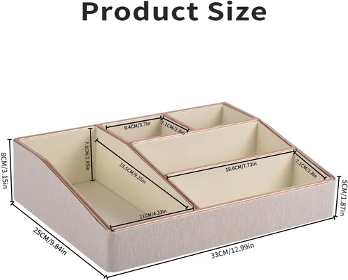 Miniatura 7 de Bandeja organizadora de maquillaje de piel sintética, organizador grande de tocador, caja de almacenamiento de cosméticos para pinceles de lápiz